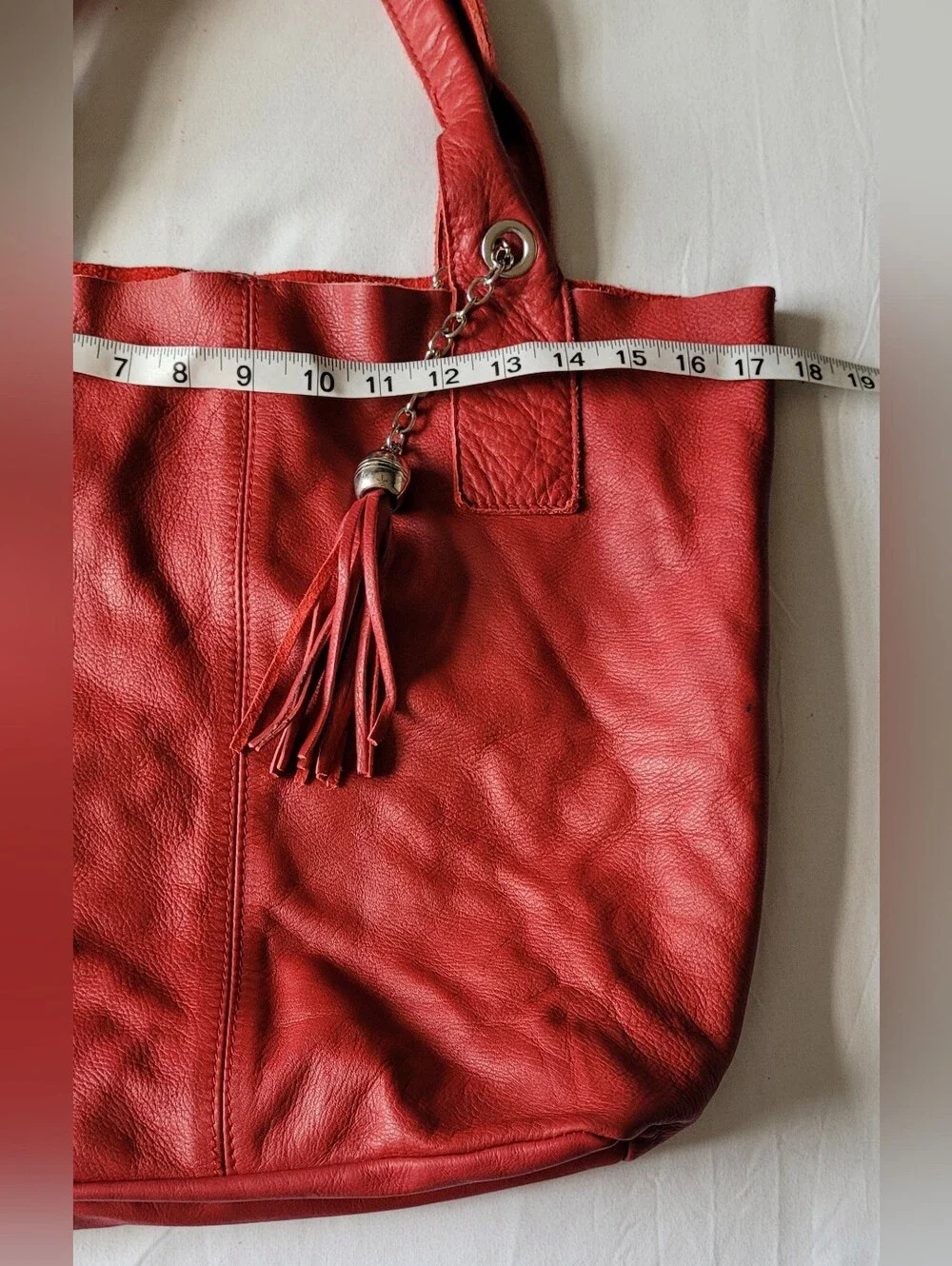 Nardelli Red Leather Tassel Hobo Shoulder Slough Bag. Medium. Boho Indie Sleaze.